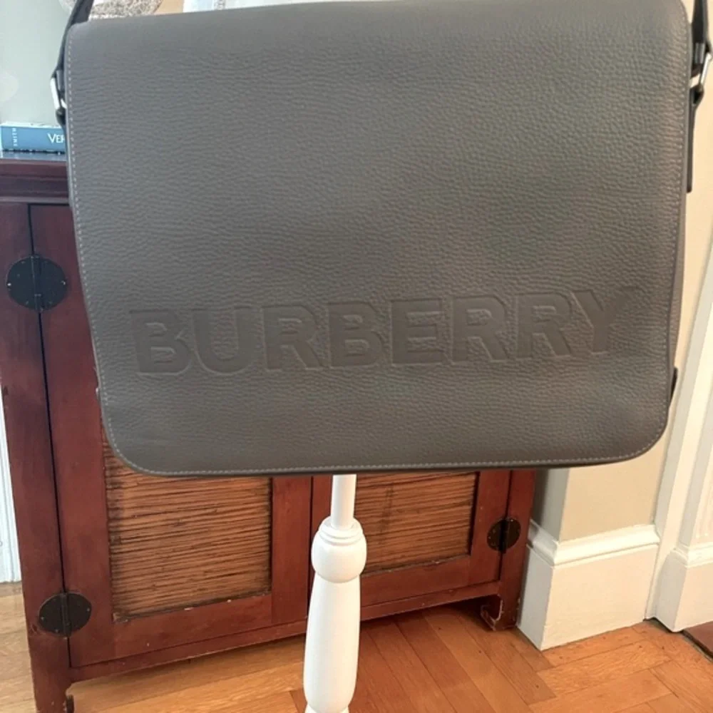 Burberry Leather Embossed Logo Unisex Messenger Bag